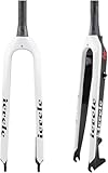ksxnkhk 26'' 27.5'' 29 29L Mountain Bike Rigid Carbon Fiber Bike Hard 28 6Mm 1 1 2 Tapered Tube Rigid Disc Brake Bikes Front Forks Qr