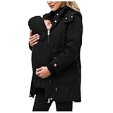 Generisch Umstandsjacke Tragejacke mit Babyeinsatz Wintermantel Trageeinsatz Jacke mit Taschen Winterjacke Warm Dicke Umstandsmode Wasserdichte Schwangerschaft für Mama Baby (M)