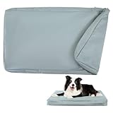 DUJUIKE 100% Wasserdichter Ersatzbezug für Hundebett, Ersatzbezug für Hundeunterlage, Waschbarer, Abnehmbarer Hundematratzenbezug, Hundematratzeneinlage mit Reißverschluss(Grau,XL(122 x 92 x 10cm))
