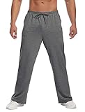 Deyeek Jogginghose mit Kordelzug Casual Hose mit Taschen Lang Yogahose Klassische Trainingshose Leicht Sommerhose Dunkelgrau M