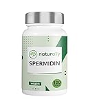 naturally Spermidin Kapseln hochdosiert [für 4 Monate] 120 Stück - 3 mg Spermidin pro Kapsel aus Weizenkeime - Spermidin Pulver - Anti-Aging und Langlebigkeit - ohne Zusätze, vegan