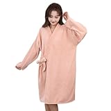Langärmliger Bademantel Unisex Bademantel Damen Herren Weiches Saugfähiges Tragbares Badetuch Bademäntel Knielang Loungewear Badekittel Saunamantel für Spa Haus und Hotel,Teint B