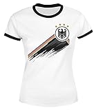 MoonWorks® Damen T-Shirt Deutschland Fußball EM-Shirt 2021 WM Fanshirt Deutschlandshirt Adler weiß-schwarz XL