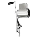 Rostfreie Stahl Trommelreibe mit 7cm Klingen - 3-fach Wechselklingen Gemüseschneider - Manuelle Kurbelbetriebene Küchenreibe - Vielseitiger Küchenhelfer für Gemüse und Käse