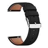 Vancle für Uhrenarmband 20mm Leder Armband Damen Herren,Weiches Atmungsaktives Leder Sport mit Schnellverschluss Geeignet Ersatzarmband für 20mm Armband(Schwarz)