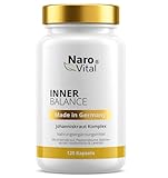 Johanniskraut Komplex - Passionsblume, Baldrian, Hopfen & Lavendel Extrakt Kapseln hochdosiert - Anti Stress - Stimmungsaufheller & Beruhigungsmittel - 120 Kapseln I NaroVital Inner Balance