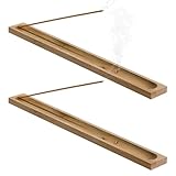 WUSJCOF 2 Stück Holz Räucherstäbchen Halter, Bambus Holz Räucherstäbchenhalter, Brenner Aschefänger, für Meditation Yoga, Indoor Outdoor