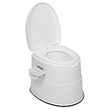 LEADZM Campingtoilette Tragbare Reisetoilette Mobile Toilette für Camping Mit Sitz, Deckel und Toilettenpapier-Halter (Weiß)