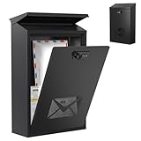 Briefkasten, Briefkästen Wandmontage, wasserdicht, großer Stahlbriefkasten, moderner Lieferbriefkasten mit Zahlenschloss, Regenschutz, Briefkasten, Sichtfenster, Briefkasten für Außen, Tür, 40 x 25 x