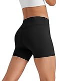 Glacspyg Radlerhose Damen Kurze Sporthose V-Taille High Waist Gym Shorts Kurze Leggings für Yoga Gym Fitness Laufen Schwarz M