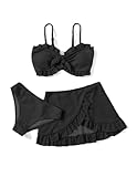 Arshiner Badeanzüge für Mädchen Bikini Set 3-teilige Bademode Top+Rocks +Slips Badebekleidung Kinder Badeanzug mit Rock Bademode Schwimmanzug für Mädchen Schwarz 11-12 Jahre