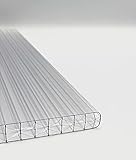 16mm Polycarbonat Stegplatten | Hohlkammerplatten | X - Struktur | Farblos und Opal | Größe Wählbar | für Carport, Terrasse, Wintergarten etc. (1200 x 2000 mm, farblos)