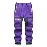 Softshellhose Kinder wasserdichte Atmungsaktiv Skihose Gefütterte Thermohose Jungen Mädchen Winter Warme Winddicht Schneehose mit Reißverschluss-Tasche Funktionshose Outdoorhose Wanderhose