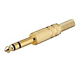 CABLEPELADO Audio-Klinkenstecker, 6,35 mm, Stereo, zum Löten, kompatibel mit Mikrofon, Mischer, Kopfhörer, Instrumenten, Verstärker, vergoldet, 6,35-mm-Stecker, Nickel