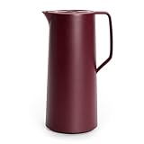 Emsa Motiva Isolierkanne, 1 Liter, Quick-Press-Verschluss, 12h heiß, 24h kalt, Glaskolben, Made in Germany, Nordisches Design, weinrot, N41702