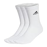 adidas Unisex Cushioned Crew Socks 3 Pairs, White / Black,...
