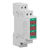 Telituny Spannungsmesser Voltmeter, 3-Phasen AC Voltmeter Hutschiene DIN-Schienenmontage LCD-Digitalanzeige Spannungsmesser Stromzähler für Heimbüro Gewerbegebäude Spannungsüberwachung 60 450V