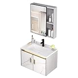 Badezimmer Badmöbel Set Waschbeckenunterschrank Unterschrank Badezimmerschrank mit Spiegelschrank-Weiß (Size : 71cm/27.9in)