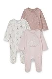 C&A Baby Mädchen Pyjamas Onesie 3er Pack|Multipack Regular Fit Verziert|Bedruckt rosa 62