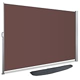 VOUNOT Seitenmarkise Ausziehbar für Balkon, Garten und Terrasse, Sichtschutz, Windschutz, Wasserdicht, Sonnenschutz, 160 x 300 cm, Dunkel-Braun