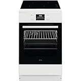 AEG Standherd mit Induktions-Kochfeld 50 cm / SteamBake-Feuchtigkeitszugabe / AirFry-Rost / Grill / A / Versenkknebel / Display mit Uhr / 2 Paar Teleskopschienen / Weiß / CIB56494BW