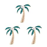 Beavorty 3 Stück Perlenbesetzte Kokospalmen Brosche mit Öl Detailierung Unisex Schal und Cardigan Nadel Zeitloses Vintage Accessoire für Herren und Damen Schützt vor Verrutschen Modischer