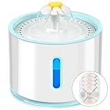 AQXONG 2.4L Katzentrinkbrunnen, Ultraleiser Trinkbrunnen für Haustiere mit LED-Licht, Trinkbrunnen für Katzen, Vierfaches Filtersystem, DREI Wasserflussmodi, 72 Stunden Schutz vor Trockenbrand