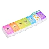 Forevat 7-Tage Pillenbox mit Druckknopf-Pop-up-Deckel & Einzelfächern, Wöchentliche Tablettenbox für Vitamine, Nahrungsergänzungsmittel und Medikamente