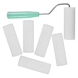 Healeved Mehrzweck Farbroller 7 Stück mit Polyurethan Schaumwalzen 4 Zoll Kunststoffrahmen und Grünem Griff Geeignet für Latexfarben und Ölfarben Malerwerkzeug für Wand und Deckenanstrich