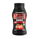 ALLNUTRITION Fitking Delicious Sauce ohne Zuckerzusatz Kalorienarm- Cremig Aromatisch mit Maltit Gesüßt 1 Flasche x 500 g Erdbeere