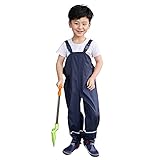 Gaga city Regenhose Kinder Regenlatzhose Regenoverall Buddelhose Jungen Outdoor Sport Hose wasserdichte Atmungsaktiv Matschhose Mädchen Dunkelblau/134/140