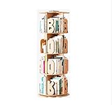 MCLIUJIA Bücherregal Wohnzimmer Kreatives Massivholz-Bücherregal Landing Office Study 360 Grad Drehbares Lagerregal Eck-Bücherregal-Aufbewahrungshalter Aufbewahrungsregal Organisator(4 Tiers)