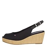 Tommy Hilfiger Damen Wedge Espadrilles Iconic Elba Sling Back Wedge Keilabsatz, Schwarz (Black), 39 EU