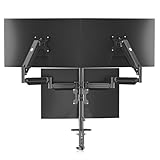 Pholiten Monitorhalterung 3 Monitore, Höhenverstellbarer Triple Monitor Stand, Bildschirmhalterung 3 monitore, Gasfeder-Monitor Arm für 3 Monitore 17-27 Zoll LCD Bildschirme bis 6kg pro Arm MD8003