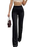 HAWILAND Anzughose Damen Stretch Elegant High Waist Lange Flared Stoffhose Business Casual Bootcut Chino Hose Schwarz XL
