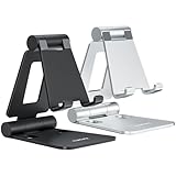 NULAXY 2 Stück Dual Faltbarer Handy Ständer Verstellbar Halterung Halter für Schreibtisch Kompatibel mit iPhone 15 14 13 12 11 Pro Xs Xs Max Xr X 8, Huawei, Galaxy, Schwarz & Silber