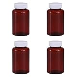YSDINK Premium Leere Fläschchen - Kunststoff Pillenflasche | Wiederverwendbare Kunststoffbehälter mit Verschluss für Reise & Haushalt | Pulver & Flüssigkeiten (Braun, 150 ML 4-Pack)