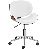 Yaheetech Bürostuhl Ergonomischer Drehstuhl Massivholz Computerstuhl Europäischen Stuhl mit Verstellbarer Sitzhöhe Weiß