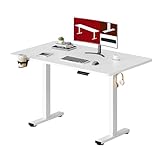 SANODESK Höhenverstellbarer Schreibtisch mit KOMPLETTER TISCHPLATTE, Ergonomischer Standing Desk, Computertisch mit Memory-Funktion für Homeoffice, 110 x 54 cm, Weiß