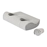 MERIGLARE Ohrloch Piercing Kissen Aus Memory Schaum für Seitenschläfer, Tragbares Schlafkissen für Ohrringe Und Kopfhörer, Geeignet für Zuhause, Büro Und Reisen, Hellgrau