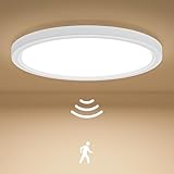 Birnetek® Deckenlampe mit Bewegungsmelder Innen, 18W 4000K LED Deckenleuchte Radar Bewegungssensor, 1800LM 22cm Lampe mit Bewegungsmelder für Flur, Treppen, Garage