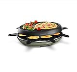 Tefal RE320 Raclette 8 Personen 1050W - 3in1 Raclette, Grill und Crêpe, 8 Pfännchen, Antihaftbeschichtung, Spülmaschinengeeignet, Partygrill