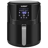 LLIVEKIT Heißluftfritteuse XXXL mit 7 Liter in Schwarz, Heissluft Fritteusen Air Fryer mit Digitalem LED-Touchscreen, 10 Programmen, Timer & Warmhalten, Fritteuse mit Rezeptbuch, ohne Öl, 1800W