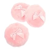 HONITANO 3 Stück Teiliges Puder Puff aus Weichem Langlebigem Baumwoll Material Flauschig und für Empfindliche Haut mit Zartem Schleifen Design für Babypuder und Kosmetikpuder Anwendung