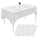 Cieex Einweg Tischdecken Weiß, 4 Stück wasserdichte Geburtstag Tischdecken, Rechteckig Weisse Kunststoff-Tischdecke für Party, Hochzeit, Grillen,Picknick, Weihnachten- 137 x 274 cm