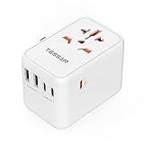 TESSAN Reiseadapter Weltweit USB C, 65W GaN Travel Adapter Schnellladegerät, Reisestecker mit 2 USB und 3 USB C, Universal für Japan Deutschland USA England China