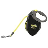 flexi® Giant S/M Gurt 8 m schwarz, neon-gelber Gurt, Roll-Leine für Hunde bis 25 kg