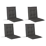 Outsunny 4er Set Sitzkissen 108 x 50 x 5 cm Stuhlkissen mit Bändern, Outdoor Indoor Sitzauflage, Sitzpolster, Bankpolster für Gartenmöbel, Sitzsthul, Essstuhl, Dunkelgrau