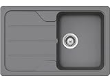 SCHOCK Küchenspüle Formhaus D-100S Croma 78x50 cm - CRISTALITE® Hellgrau mit Abtropffläche - Küchenspüle für 45 cm Unterschrank - Reversible Einbauspüle - Robuste Quarzkomposit-Oberfläche