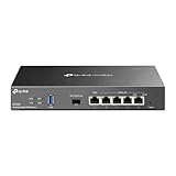TP-Link Omada ER7206 6 Port Dual/Multiple WAN VPN Router(bis zu 4 Gigabit WAN Ports,1*SFP Port, hochsicheres VPN, Omada SDN, zentrales Management, Firewall) schwarz, ideal für Büronetzwerk
